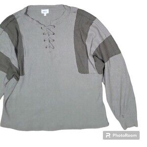 BKE WAFFLE KNIT BLUE LONG SLEEVE TOP - M